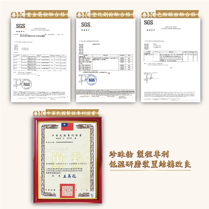 【美陸生技AWBIO】日本頂級奈米珍珠粉SGS檢驗合格證書